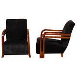 Pair of Art Deco Armchairs in Beechwood