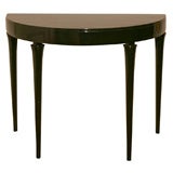 Black piano lacquered demi lune console