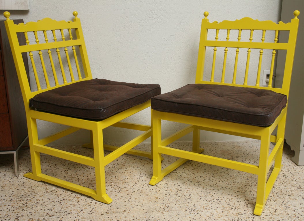 Mid-20th Century 60's Mustard Lacquered Chairs