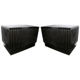 Pair of Fluted  Dark Mahogany Plinth Style End tables
