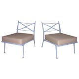 Pair of Gray Painted Aluminum Slipper Chairs