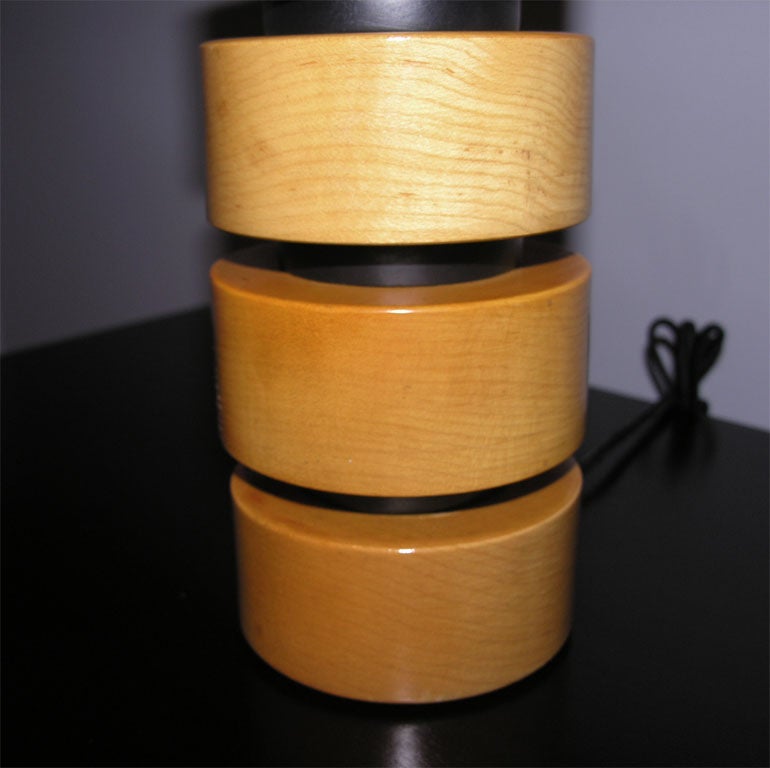 Pair of Stacked Wood Lamps 1