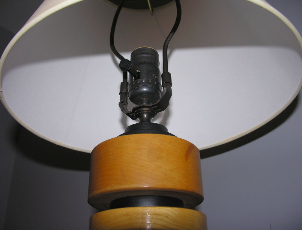 Pair of Stacked Wood Lamps 2