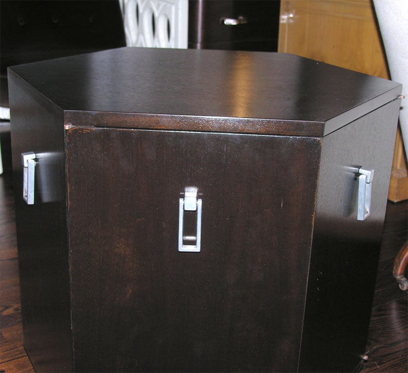 Pair of Dark Mahogany Hexagonal End Tables