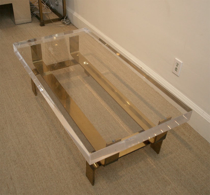 French Bronze and Lucite Coffee Table, Made to Order