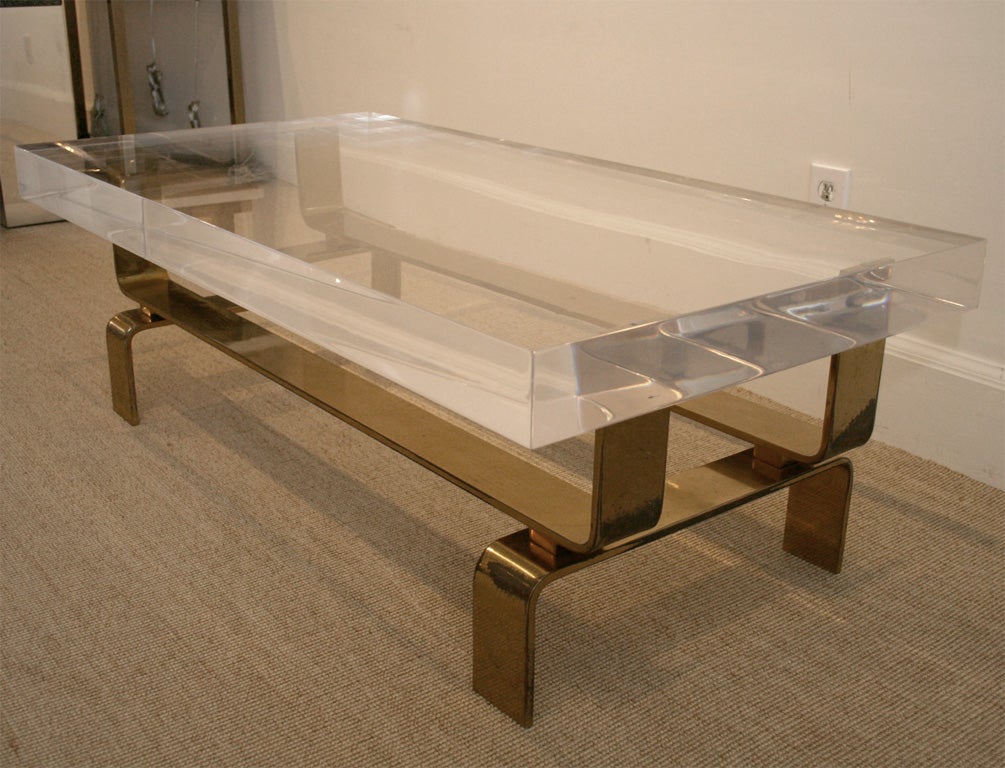 Modern Bronze and Lucite Coffee Table, Made to Order