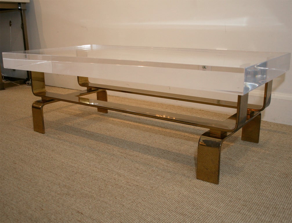 Bronze and Lucite Coffee Table, Made to Order In Excellent Condition In New York, NY