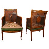 Pair of Satinwood Painted Armchairs, 19th century