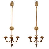 Pair of Empire Bronze Three Arm Sconces, mid 19th c.