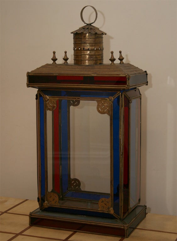 Large Pair of English Brass Mounted Lanterns