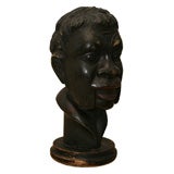 An American Folk Art Carved Wooden Bust of a Man