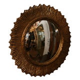 Carved Giltwood Sunburst Form Convex Mirror