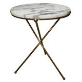 Marble and brass side table with tripod shaped base
