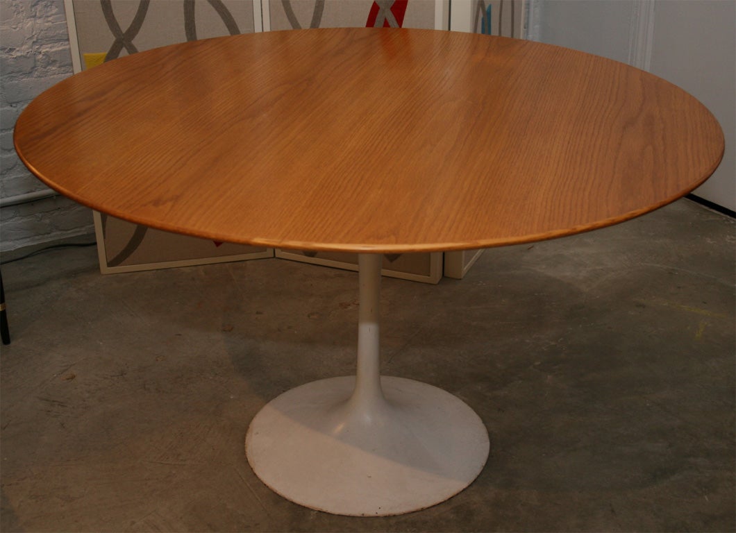 Eero Saarinen 48" oak topped tulip dining table-Knoll