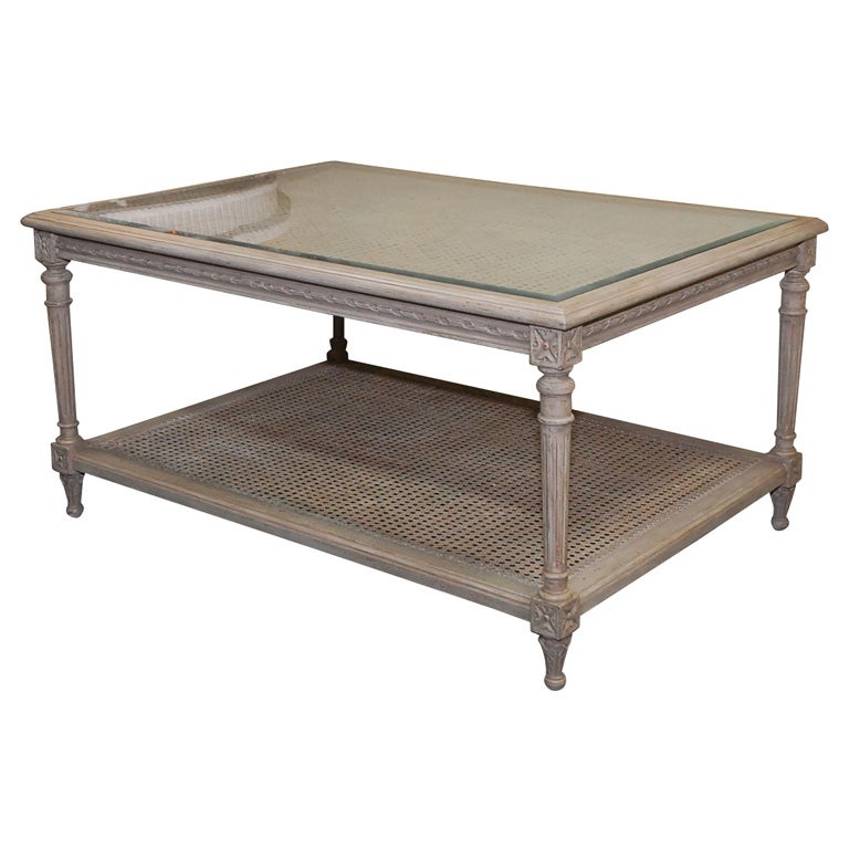 Two Tiered Cane Coffee Table