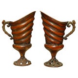 Antique C.1920 Pair of Hand Hammered Copper Pitchers or Vases