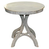 C. 1940 White Washed Thonet Table with White Marble Top