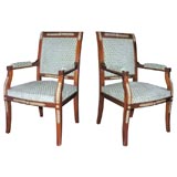 Pair of Empire Period Mahogany Fauteuils