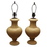 Pair of Jean Roger Penwork Lamps by Christian Gibeaux