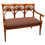 Regency Style Upholstered Bench with Sunburst Medallion