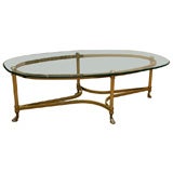 Oval Glass and Brass Coffee Table