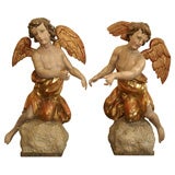 MONUMENTAL PAIR OF17th/ 18TH C POLYCHROME ANGELS