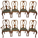 Antique Set of Eight English Walnut Dining Chairs