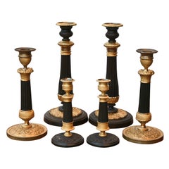 Collection of Charles X Gilt and Patinated Bronze Candlesticks