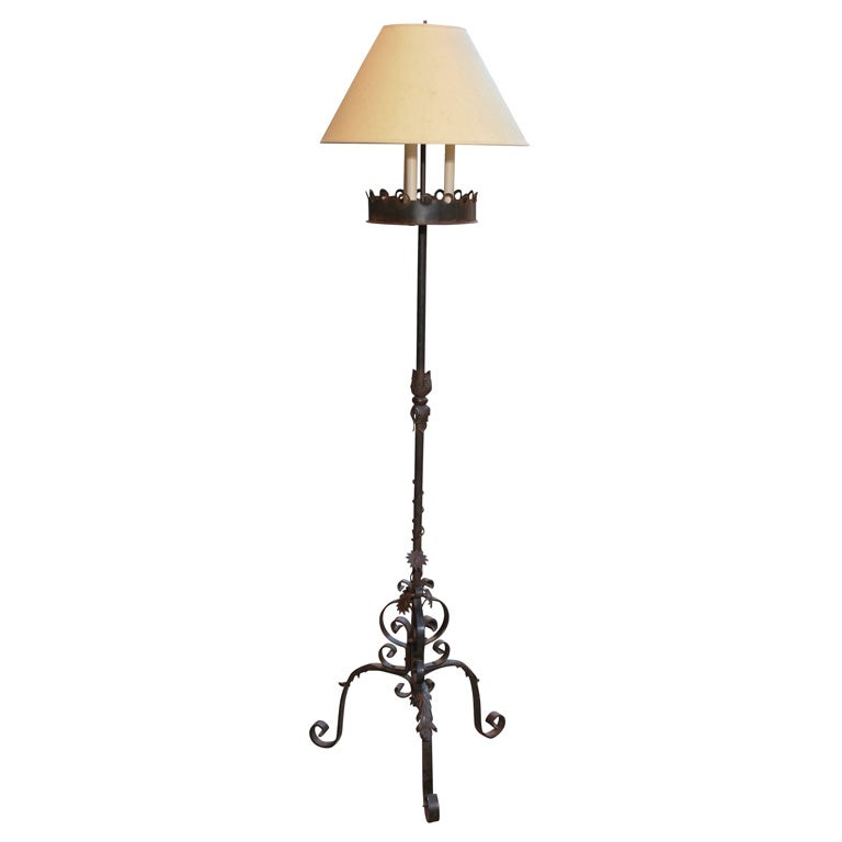 Italian wrought-iron floor lamp, 19th century