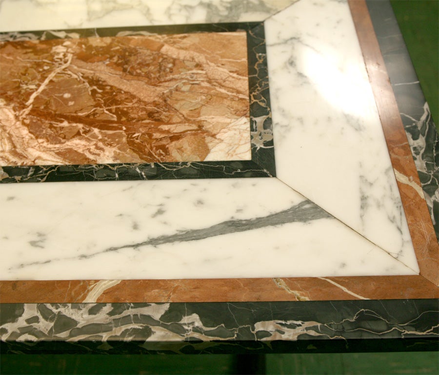 Table console du 19ème siècle en fonte et dessus en marbre spécimen en vente 1