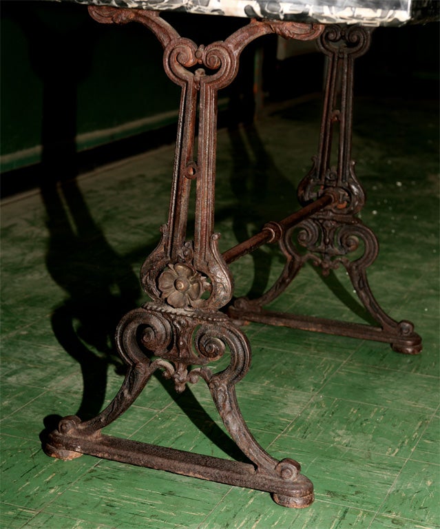 19th Century Cast Iron and Specimen Marble Topped Console Table For Sale 5