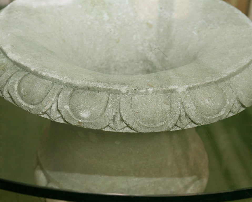 Glass Carved Vicenza Stone Urn Center Table For Sale