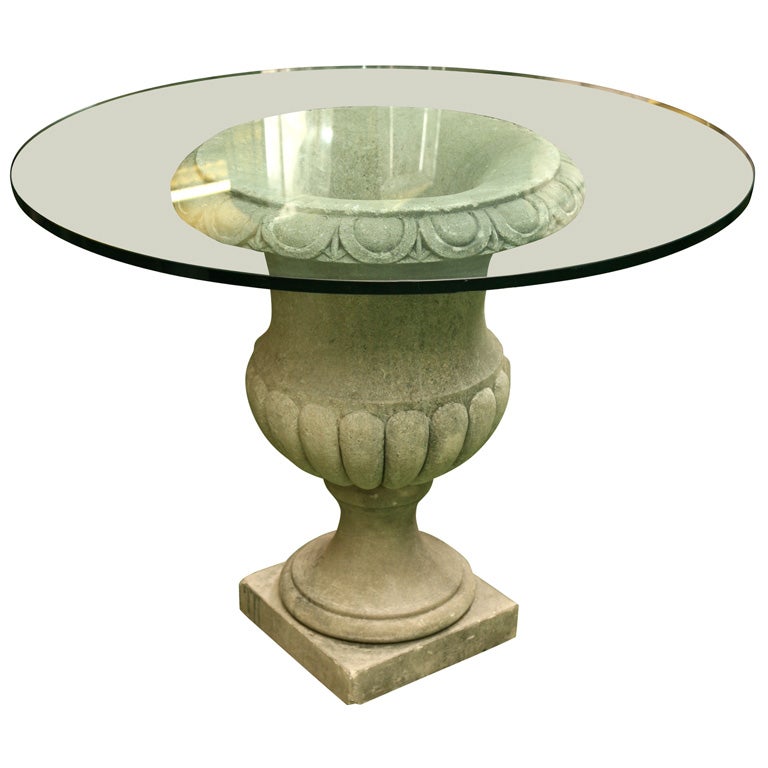 Carved Vicenza Stone Urn Center Table For Sale