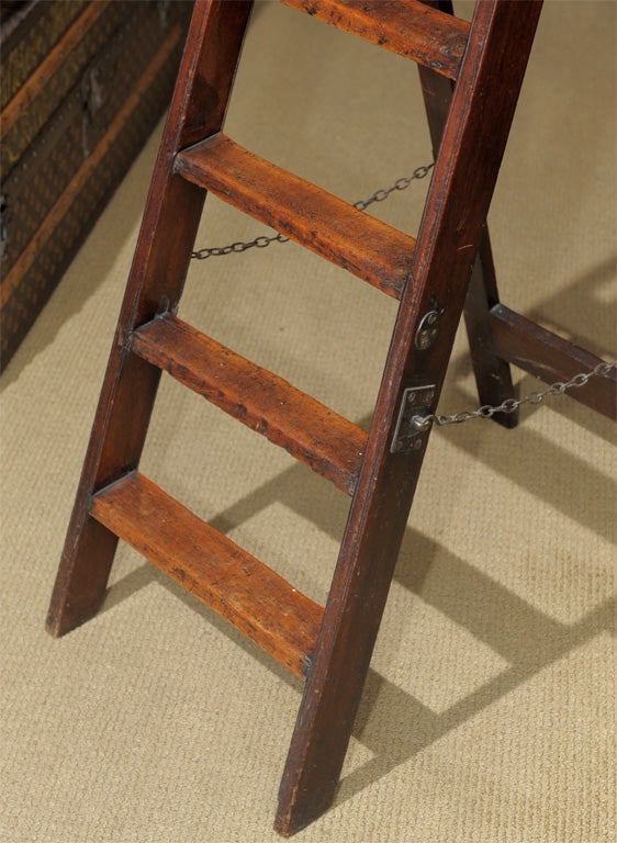 Victorian 19th Century Mahogany Folding Library Ladder.