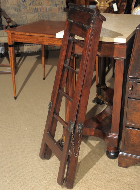 19th Century Mahogany Folding Library Ladder. In Good Condition In San Francisco, CA