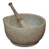 Antique Ceramic Mortar and Pestle