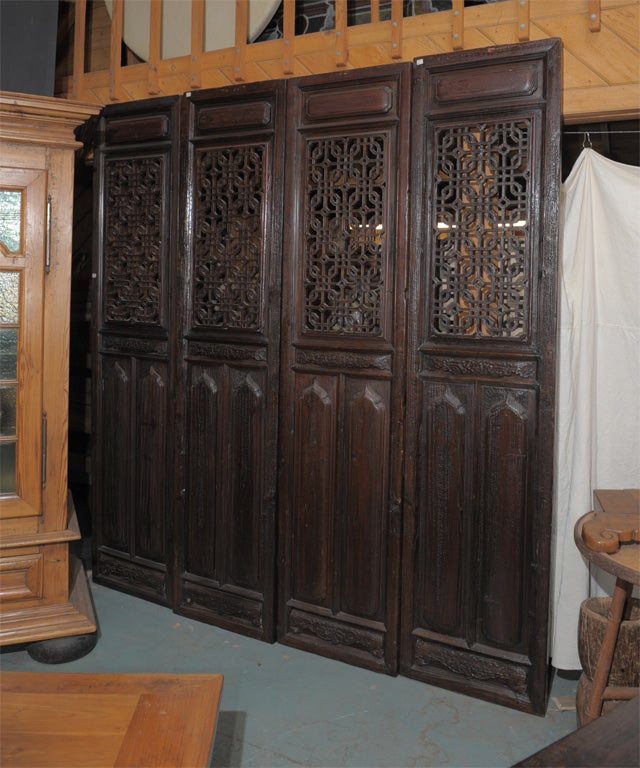 Set of 4 Carved Chinese Panels