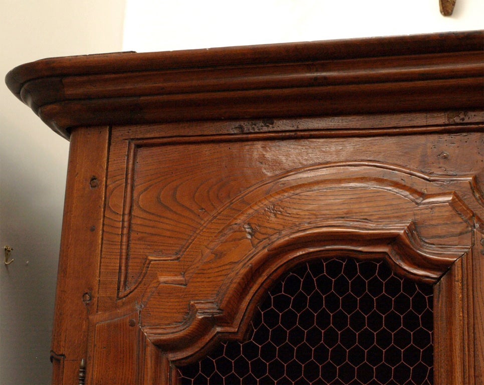 Beautiful Louis XV Oak Armoire with detailed carving.  Original wood panels to replace wire insets are included.