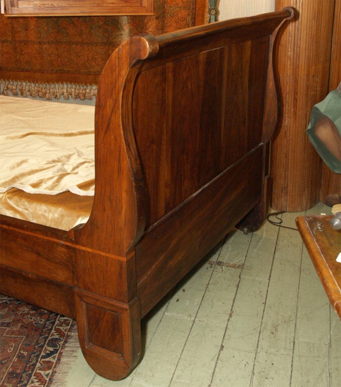 19th Century French Walnut Sleigh Bed