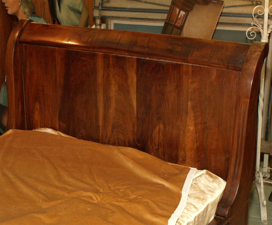 French Walnut Sleigh Bed 1