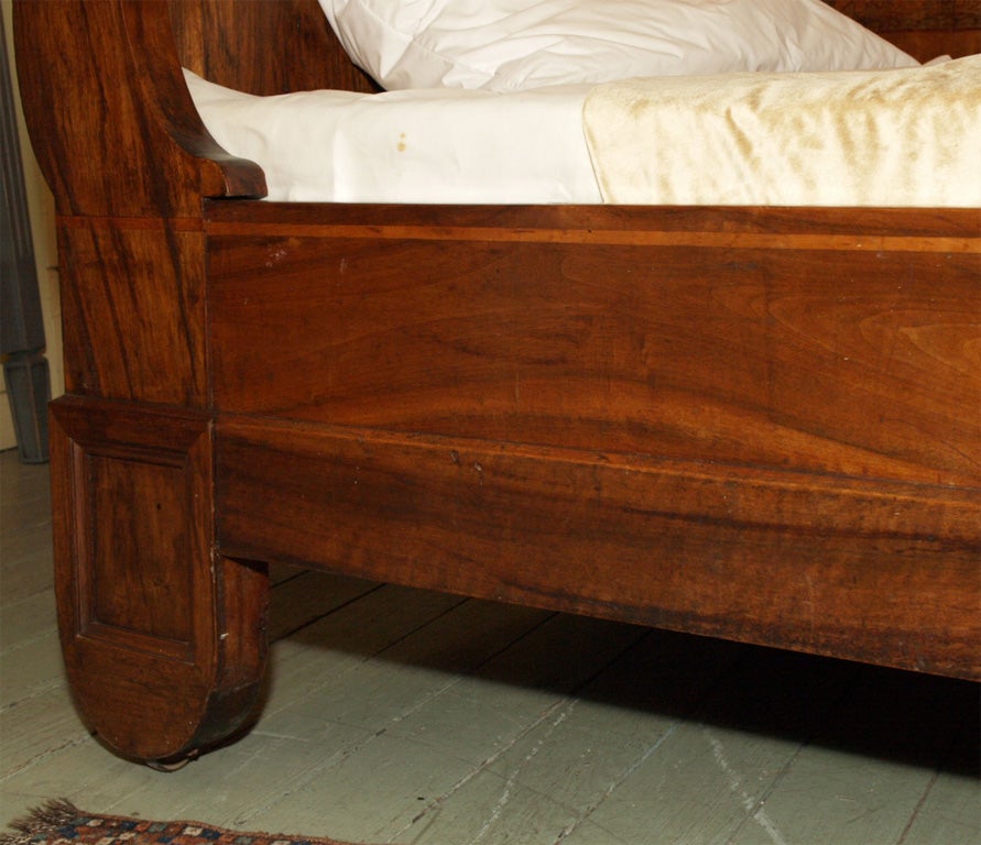 French Walnut Sleigh Bed 4