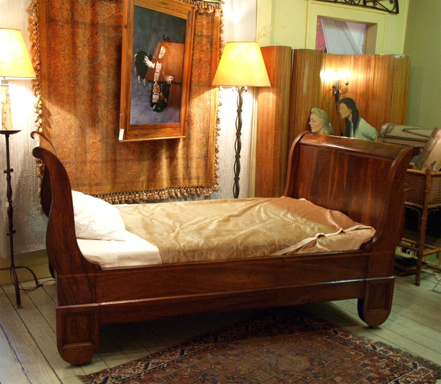 French Walnut Sleigh Bed 6