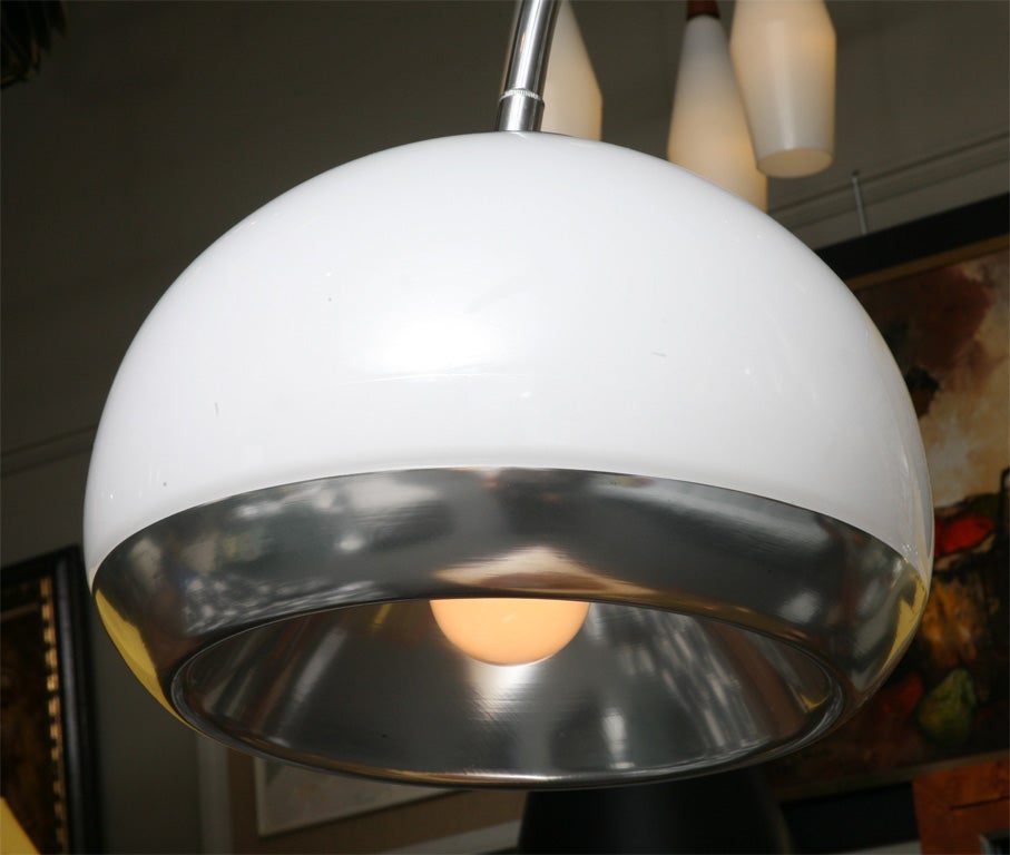 Chrome Guzzini Arc Floor Lamp with Marble Base & Illuminating Shade