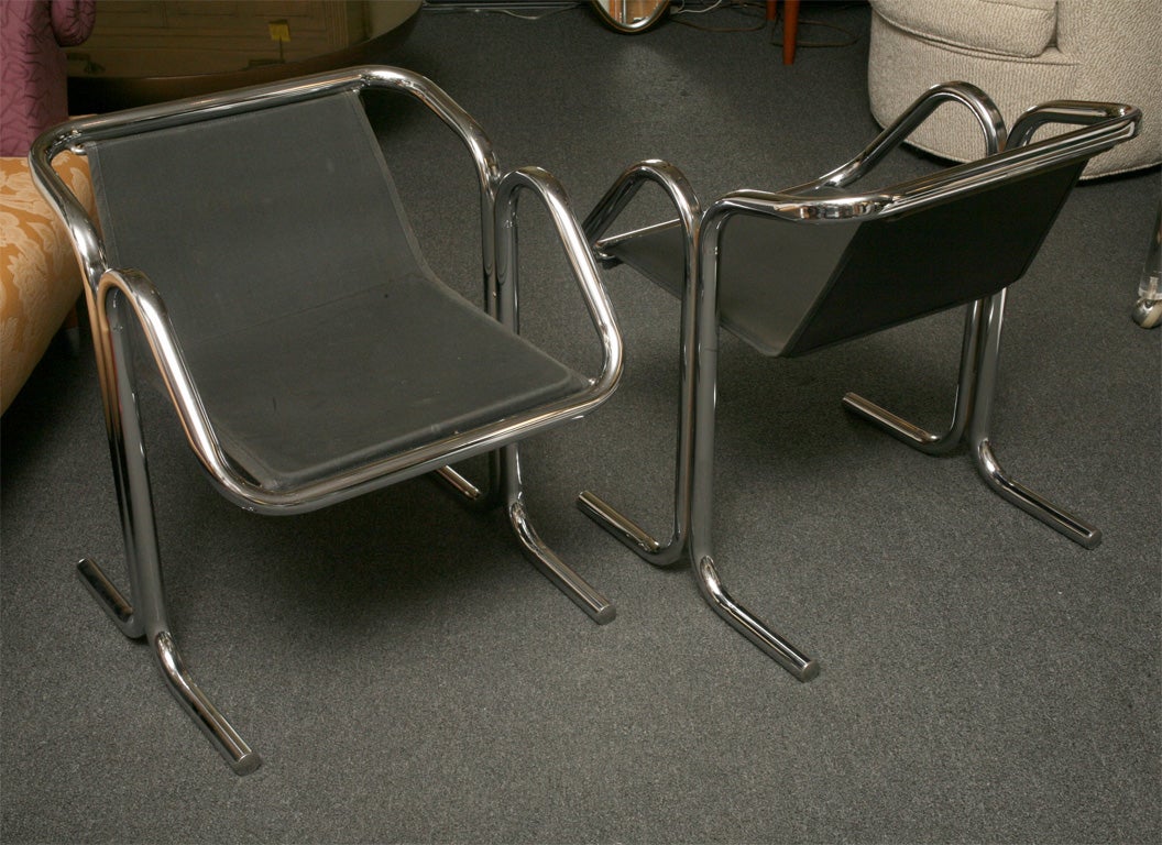 Mid-20th Century Six Jerry Johnson Chrome Dining Chairs