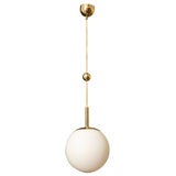 Italian Brass & Satin Globe Light in the style of Ponti