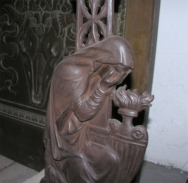 19th Century Cast Iron Cross with Lamenting Virgin Mary For Sale