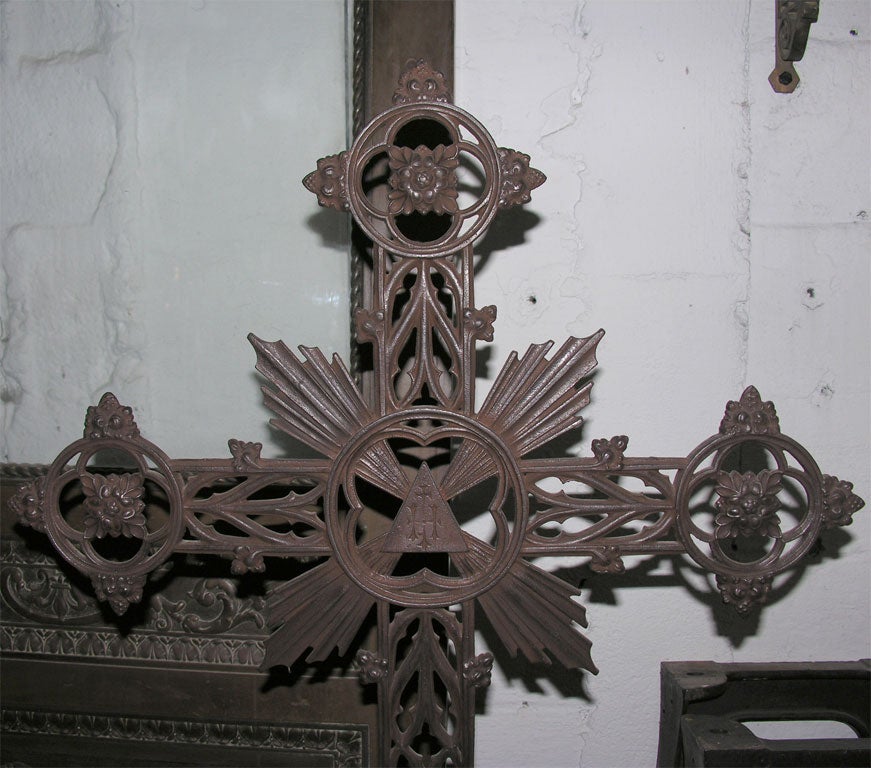 Cast Iron Cross with Lamenting Virgin Mary For Sale 1