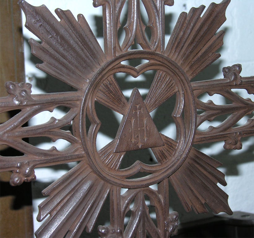 Cast Iron Cross with Lamenting Virgin Mary For Sale 3
