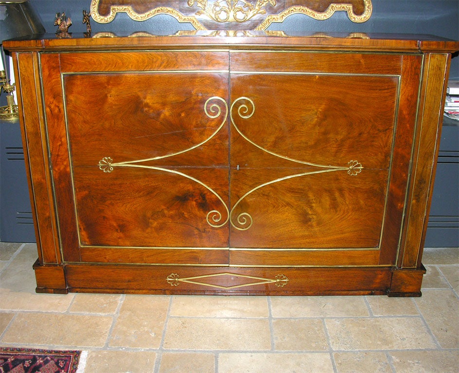 Baltic Walnut Credenza with Brass Trim, ca 1815