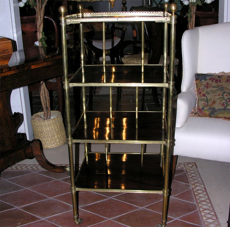 Regency Brass and Rosewood Four Tier Etagere, ca 1810 1